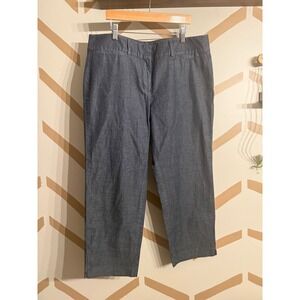 Ann Taylor Factory Denim Slacks Womens 12 Blue Cropped Straight Leg Trousers